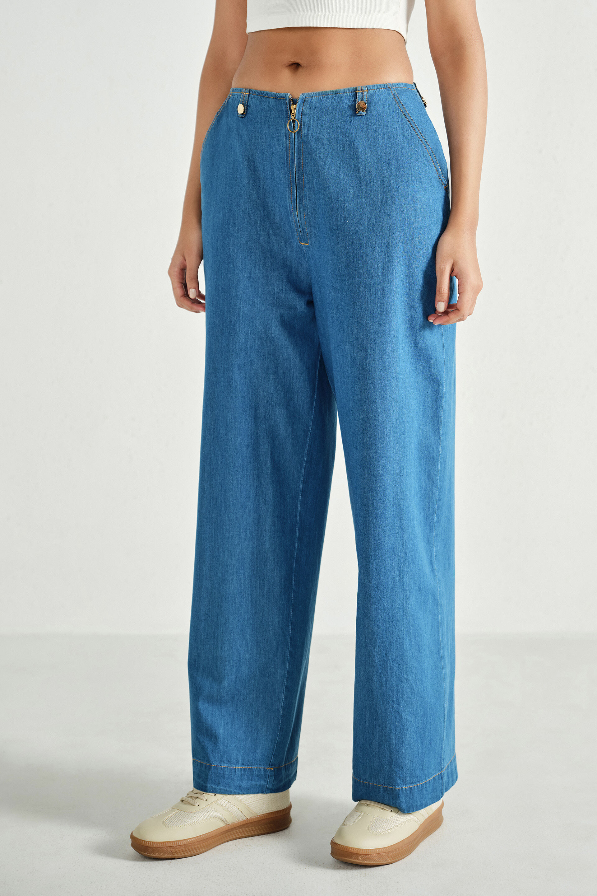 Mid-Blue Denim Pants, Blue, image 2